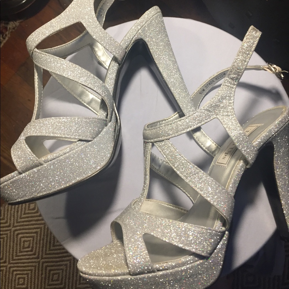 Silver Strappy platform heels